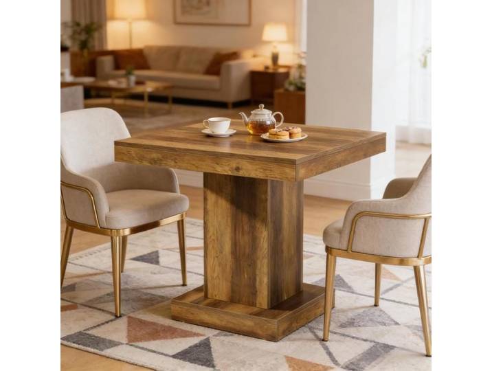 Table à manger carrée compacte 1 à 4 personnes - LPOSPI - style maison de campagne MDF marron