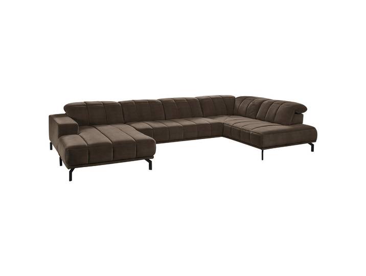 Beldomo Style Wohnlandschaft, Braun, Metall, 5-Sitzer, U-Form, 383x219 cm, Goldenes M, Typenauswahl, Fußauswahl, Stoffauswahl, seitenverkehrt erhältlich, Hocker erhältlich, Wohnzimmer, Sofas & Couches, Wohnlandschaften, Wohnlandschaft U-Form