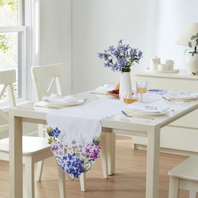 Threadmade Spring Hydrangea Floral Cutwork Table Runner - 13x70