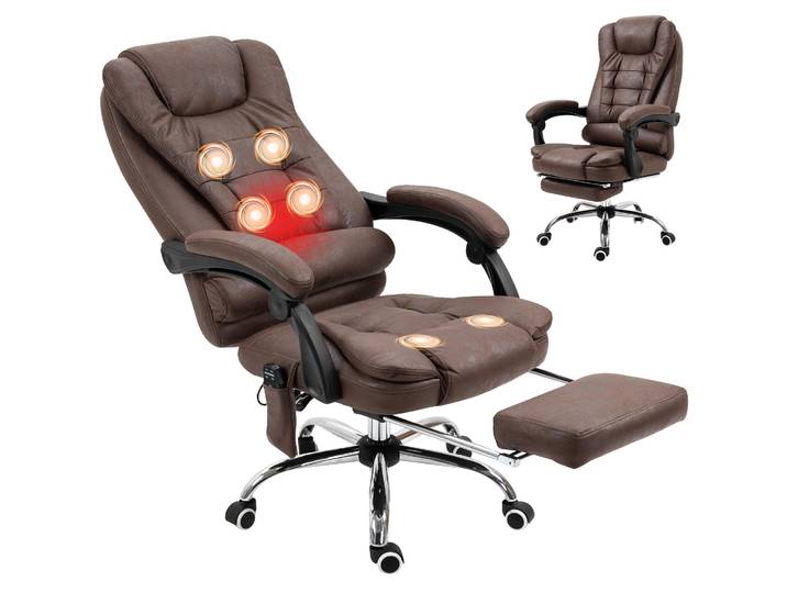 Vinsetto Massage-Bürostuhl, Ergonomisch Schreibtischstuhl mit Liegefunktion
