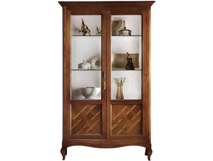 Xlmoebel Glasvitrine Holz-Anrichte mit Glasvitrine für elegantes Wohnen (1-St., Vitrine) Hergestellt in Italy