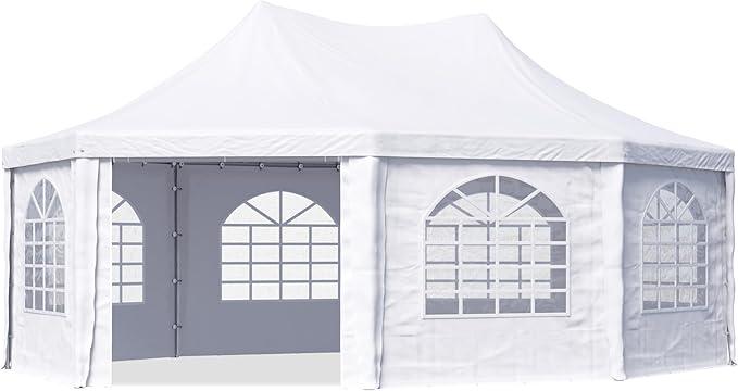 Pagodenzelt Pavillon 5x7 m schnell & einfach zu montieren mit Fenstern - robuste PVC-Plane 700 weiß
