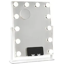InnovaGoods, Kosmetikspiegel, Neigbarer LED-Schminkspiegel Hollywood Glarisse von mit 12 LED-Lampen