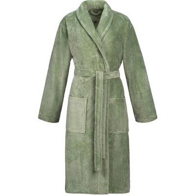 Bademantel VOSSEN "Pico, ideal für Sauna & Spa, Hotelbademantel, Morgenmantel" Gr. XL, grün (eucalyptus), L:120cm, Baumwoll-Mix, Hausmäntel, Bademantel, Schalkragen