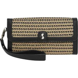 Stackers Raffia Handtasche mit Kartenetui und Spiegel, schwarz