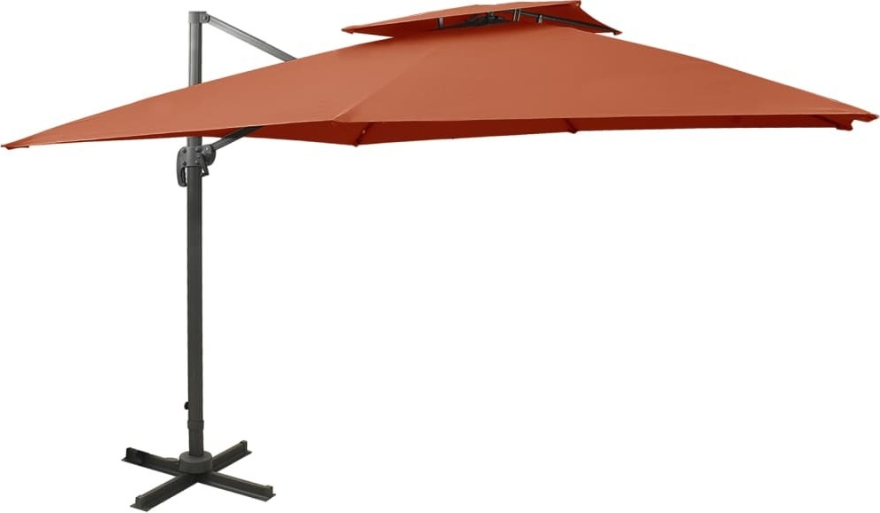 The Living Store Ampelschirm mit Lüftung 300x300 cm Terrakotta