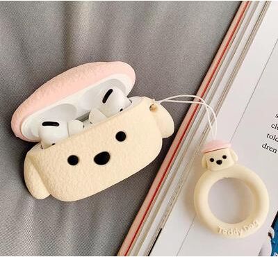Inspired Deals Teddy Dog AirPods Pro Case Cute Protective Cover For Apple AirPods Pro Off White off white