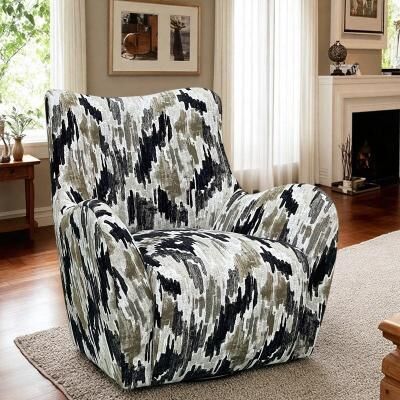 "32"" Upholstered Swivel Accent Chair in Zinc Color with Transitional Design and 360° Swivel"