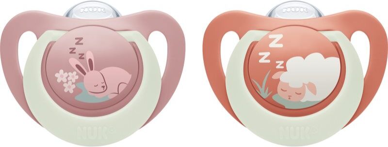 NUK First Choice Night 0-6m tétine Bunny/Sheep 2 cm