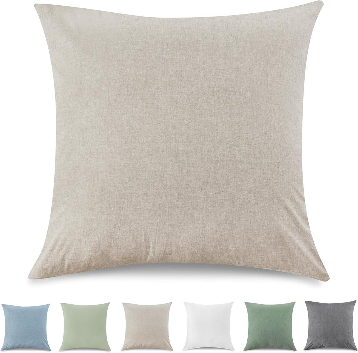 Beige kussenhoes van gewassen katoen met linnenlook, 40 x 40 cm