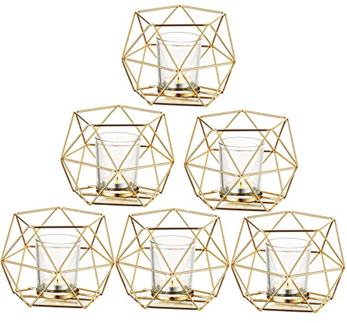 Geometrische Gouden Kaarsenhouder - Decoratieve Theelichthouder voor Tafel en Plank