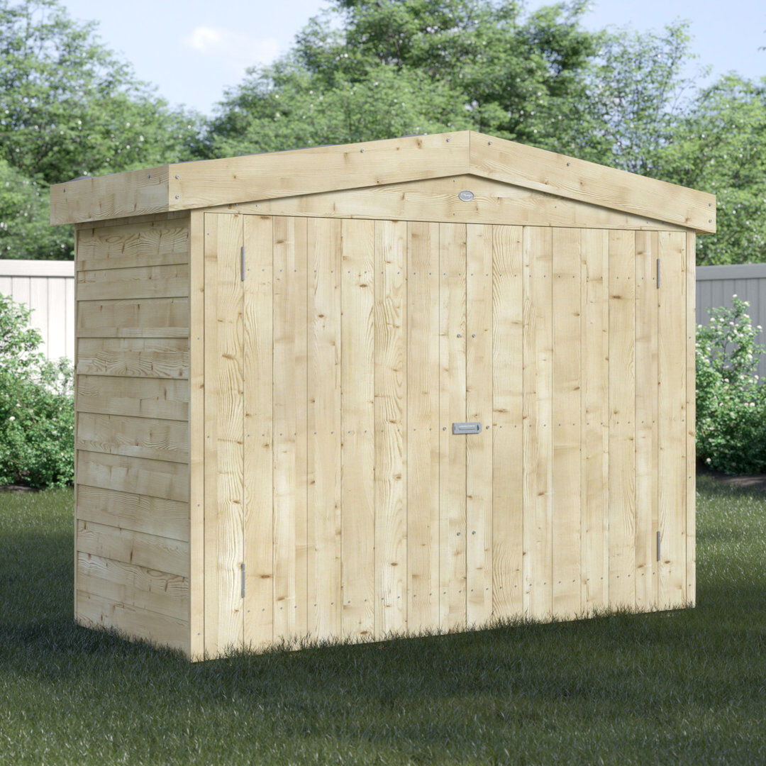 Forest Garden 6 ft. W x 3 ft. D Solid Wood Overlap Apex Bike Shed Natural 198.12cm W X 81.28cm D X 152.4cm H