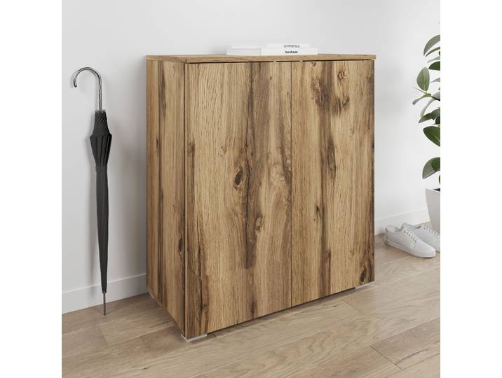 Schuhkommode GOODPRODUCT Paris , braun (votan eichefarben), B:70cm H:80cm T:35cm, Sideboards, Schuhkommode, zwei Türen mit verstellbaren Einlegeböden, Breite 70cm