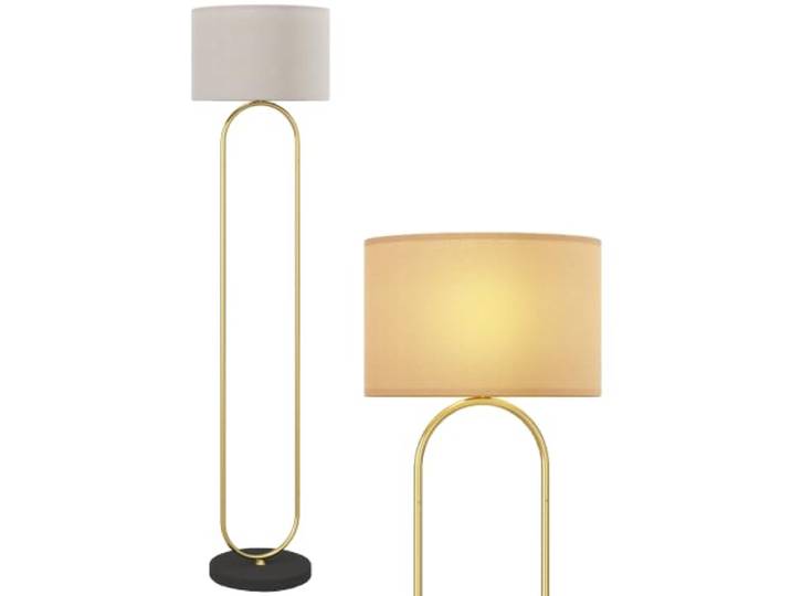 HOMCOM Lampadaire Lampe sur Pied de Salon Douille E27 156 cm Doré et Noir Abat-Jour en Lin\, Style Moderne\, Lampadaire sur Pied avec Interrupteur pour Chambre