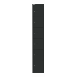 Schließfachschrank Office | 6 Fächer, Tiefe 457 mm - 133 schwarz antibakteriell