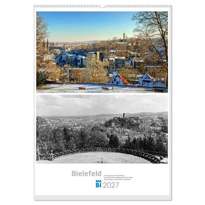Bielefelder Fotomotive heute und damals mit historischen Ereignissen (Wandkalender 2027 DIN A2 hoch), CALVENDO Monatskalender