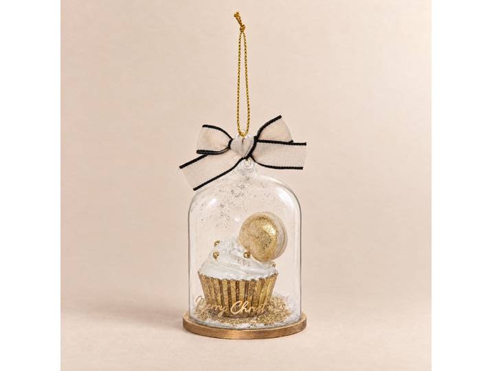 Weihnachtlicher Glöckchen-Muffin, gold und weiß