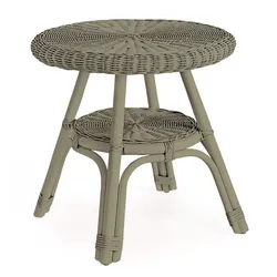 Gartenbeistelltisch Alliss aus Rattan, klassisch rundes Design, Olive, robust und pflegeleicht