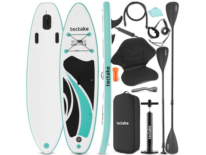 Planche de stand-up paddle 2 en 1, 288 cm, gonflable, kit complet - blanc/turquoise