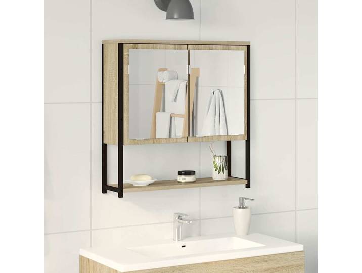 vidaXL Badezimmer Spiegel mit Regal Wandmontiert Beige 60 x 16 x 60 cm
