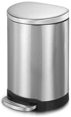 Innovaze 10.6-Gallon Stainless Steel Semi-Round Step-On Trash Can, Quiet Soft-Close Lid, Silver