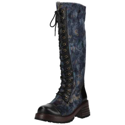 Schnürstiefel LAURA VITA "LAURA VITA Stiefel Leder/Textil", Damen, Gr. 41, blau (schwarz), Leder, Textil, Schuhe Schnürstiefel
