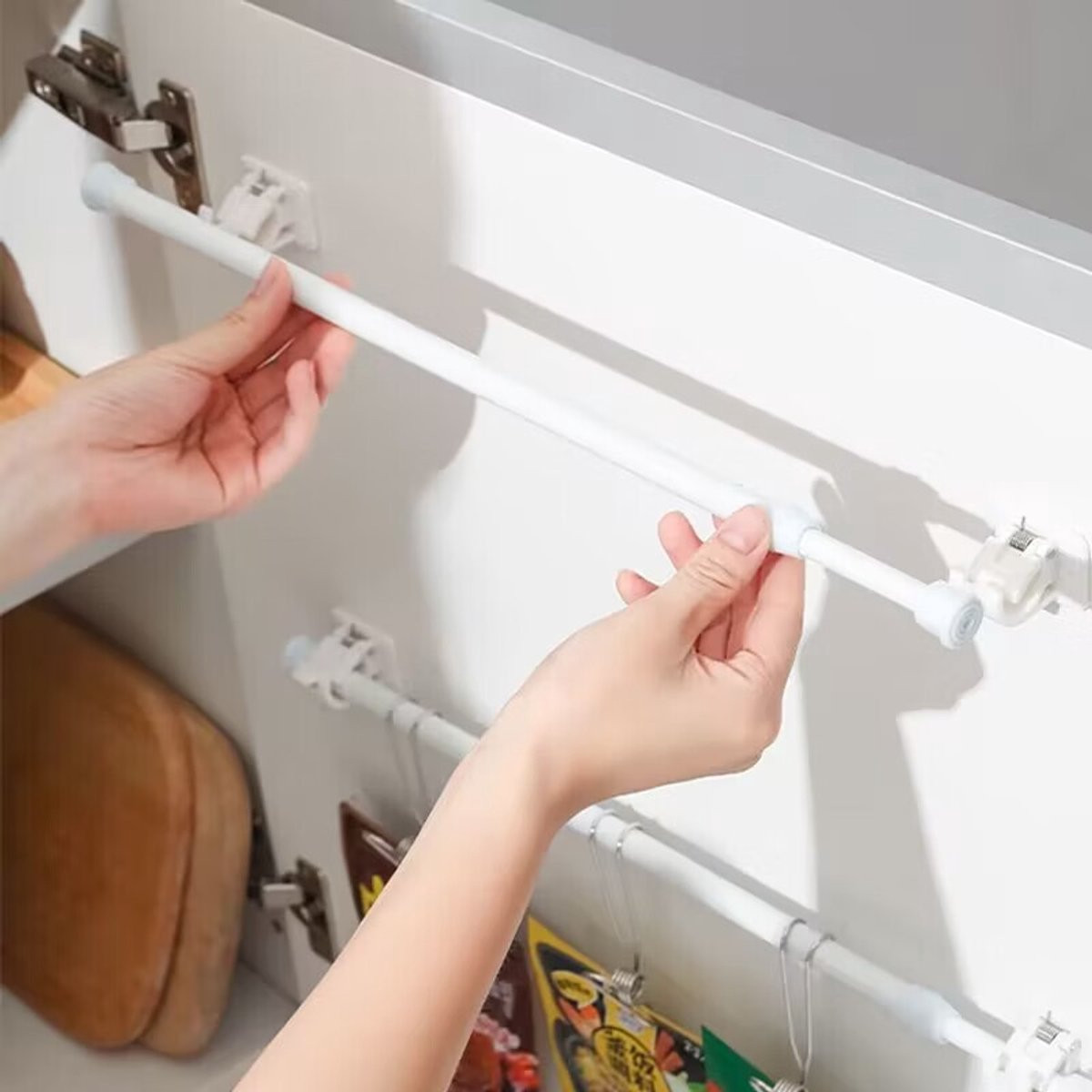Set van 2 verstelbare span-gordijnroeden zonder boren, 30–50 cm, Ø 1,3 cm