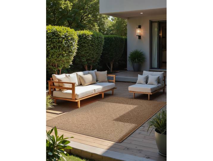 Outdoorteppich Duet Typ D Weiß/Beige/Beige/Weiß Polypropylen 120 x 170cm