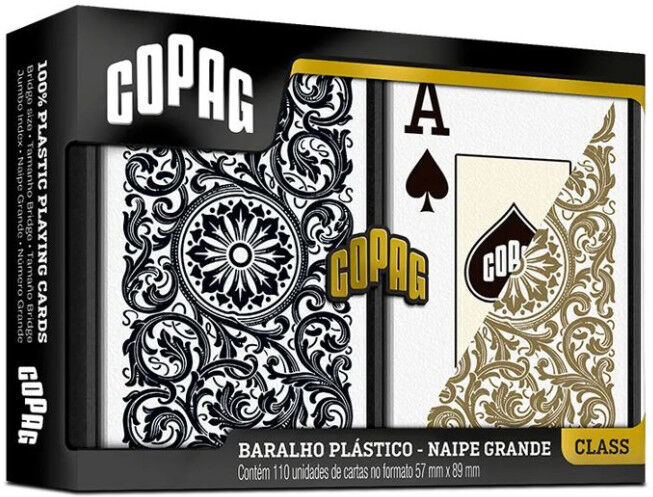 Coffret 2 Jeux de Cartes 100% Plastique Jumbo Noir et Doré - Copag