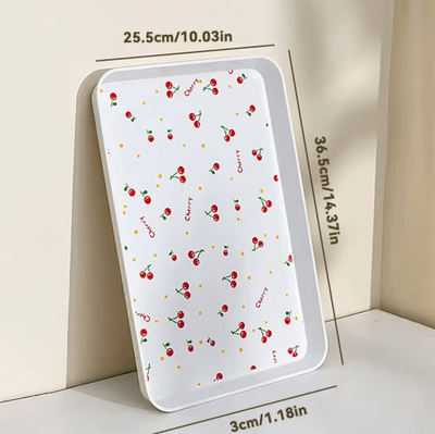 Inspire Picks WORTHBUY Cherry Pattern Serving Tray For Desserts, Jewelry & Home Organization white L