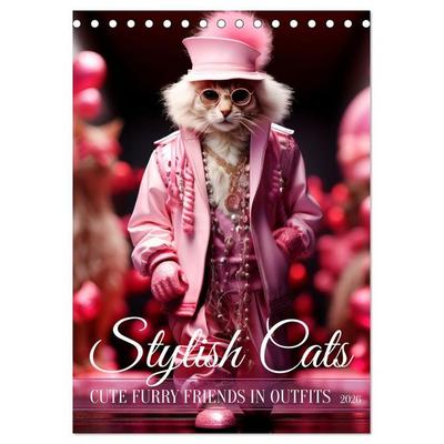 Stylish cats (Desk Calendar 2026 DIN A5 portrait), CALVENDO 12 Month DeskCalendar