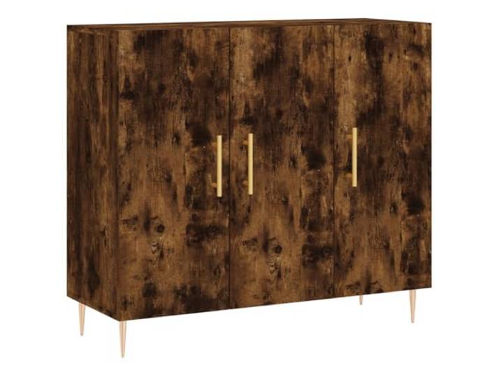 Kaorsrow Sideboard Räuchereiche 90x34x80 cm Holzwerkstoff Metall Kompakter Mehrzweckschrank mit Türen und Metallbeinen für Wohnzimmer und Schlafzimmer. Viel Stauraum auf kleinem Raum.