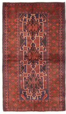 ECARPETGALLERY Hand-knotted Rizbaft Dark Red Wool Rug - 3'6 x 6'4