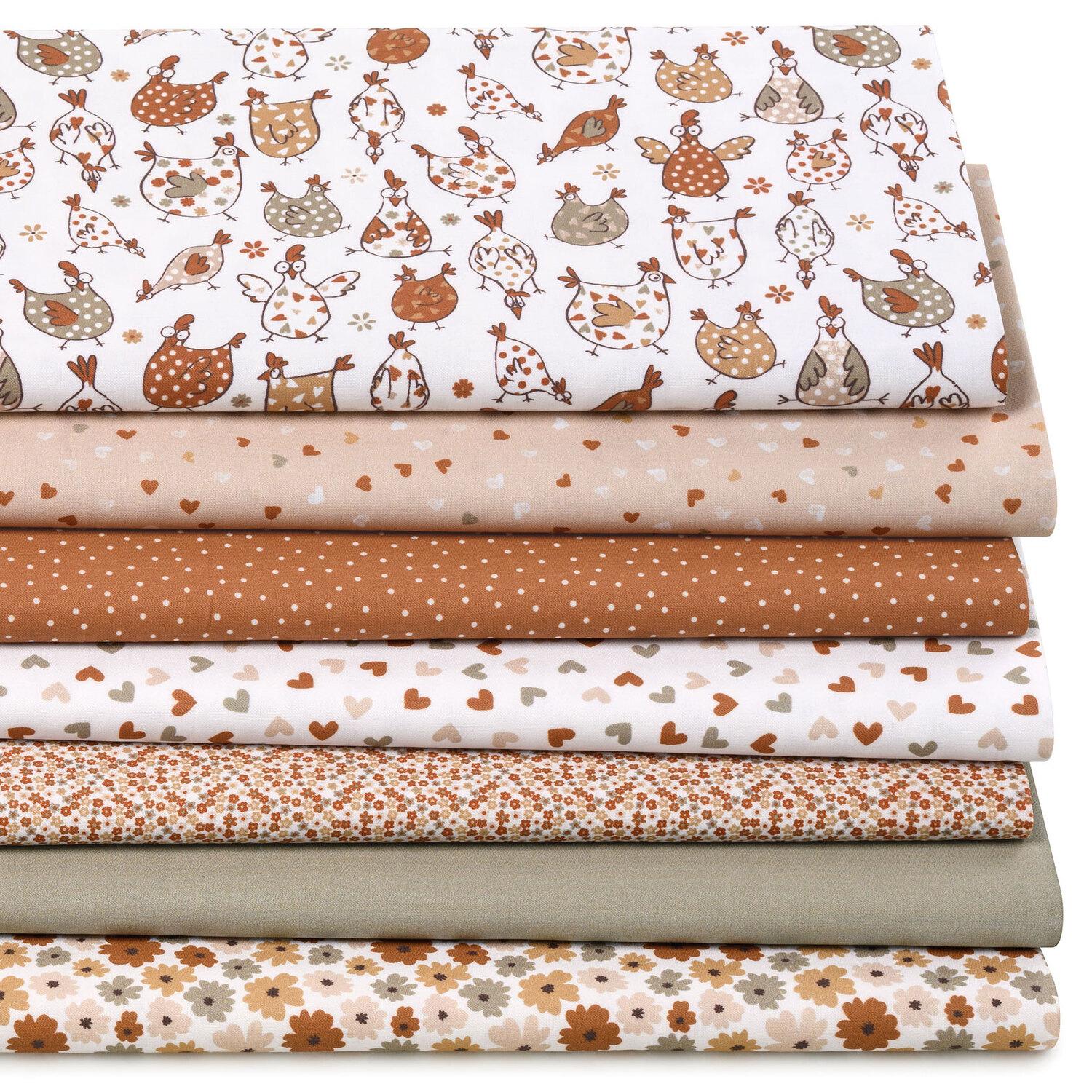 Patchwork- und Quiltpaket "Verrückte Hühner", natur-color