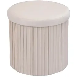 Relaxdays Hocker aus Samt mit Stauraum Creme