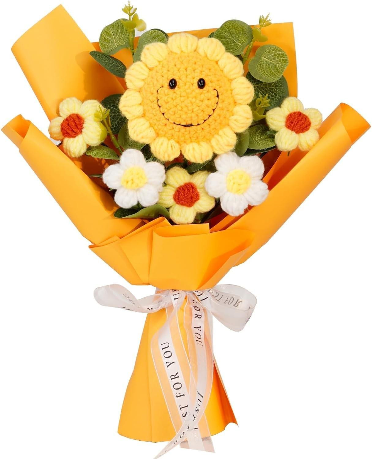 Handgeweven Kunstbloemen Boeket met Zonnebloemen - Geel