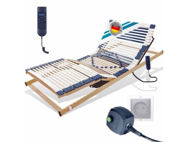 Matratzen Perfekt 7-Zonen Lattenrost 80x200 Elektrisch 8,5 cm Hoch Fertig montiert 2 Motoren Trio Kautschukkappen Netzfreischaltung Notstromabsenkung 44 Leisten belastbar bis 300 kg