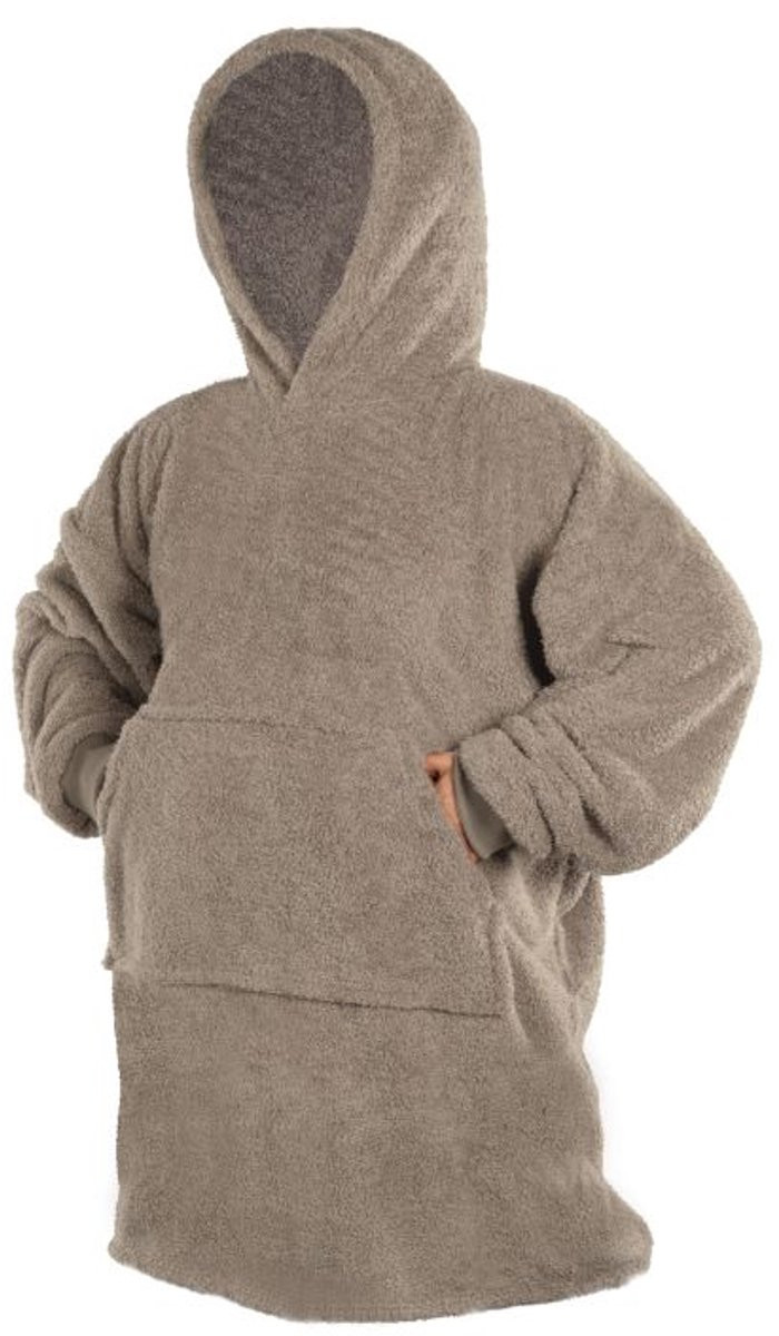 Tiseco Hoodie COCOON - Fleece deken met mouwen - Unisex - One Size - Taupe