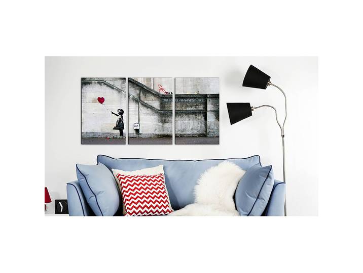 Tableau déco Espoir Bansky Bois manufacturé / Tissu Gris 60 x 30cm