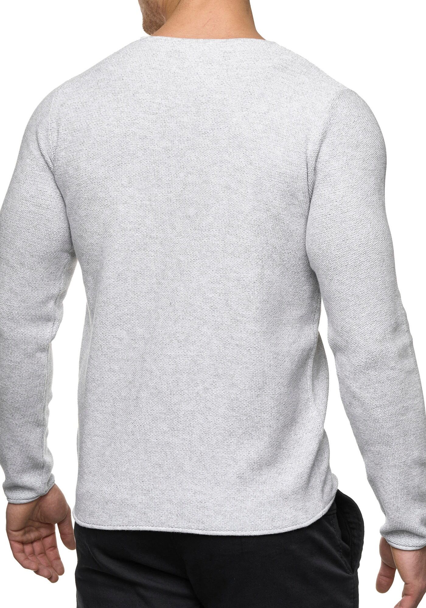 Rundhalspullover INDICODE "Kristian", Herren, Gr. XXL, weiss (optical weiß), Strick, Obermaterial: 100% Baumwolle, unifarben, regular fit normal, Rundhals, Pullover Rundhalspullover optical weiß XXL
