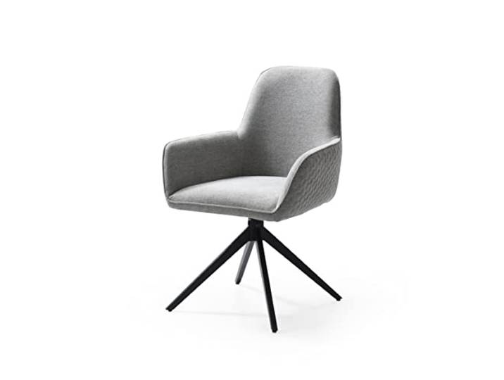 Casa Vital Esszimmerstuhl METERA, 2er-Set, grau, 62x64x89,5 cm, gepolstert, Hexagonmuster, Schaumstofffüllung, Metallbeine, 180° drehbare Platte, 120 kg max. Belastung