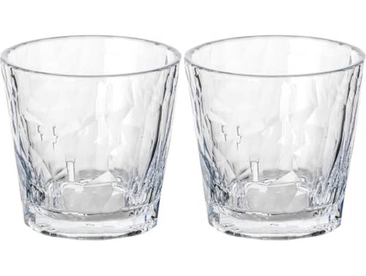 koziol Superglas Club No. 22, 2 Stück, 250 ml, Wein-Tumbler, Glas aus kristallklarem Kunststoff, luxuriös, unzerbrechlich, wiederverwendbar, Party, Camping, 2er Set