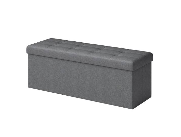 JOYFURNOS Banc de rangement, 38 x 110 x 38 cm, coffre de siège, banc de lit, coffre de rangement, pour salon, chambre, couloir, gris foncé