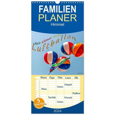 Familienplaner 2027 - Mein schöner bunter Luftballon mit 5 Spalten (Wandkalender, 21 x 45 cm) CALVENDO