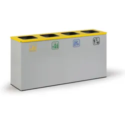 Mülleimer für mülltrennung, Sackständer, grau/gelb, 4x 42 l