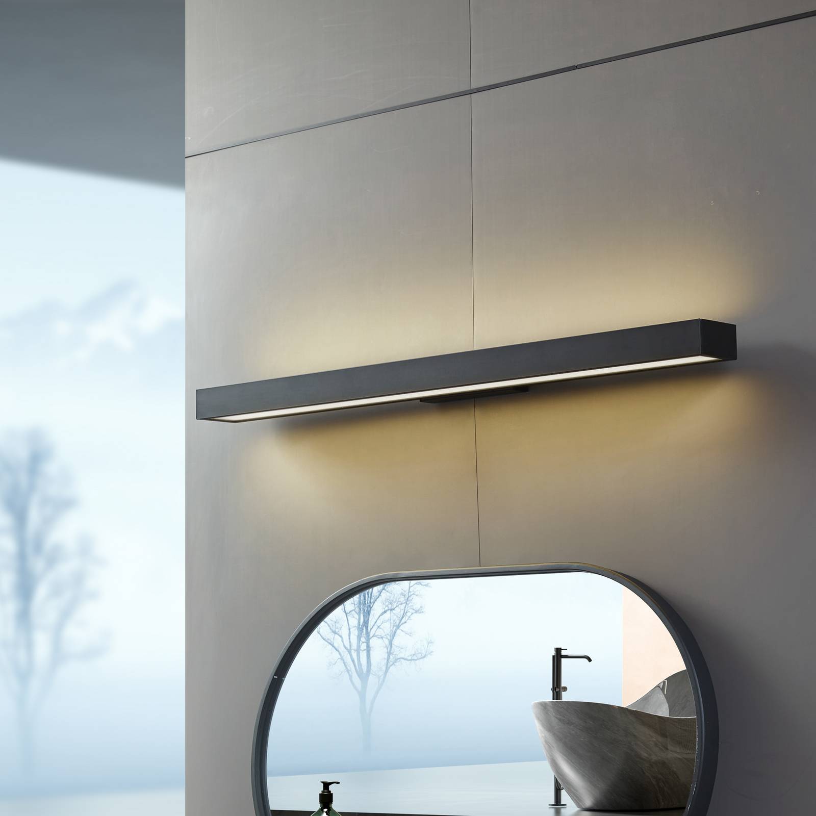 Wall Light Zafira Lucande, Black, Bathroom, Aluminium, Modern, Wall Light