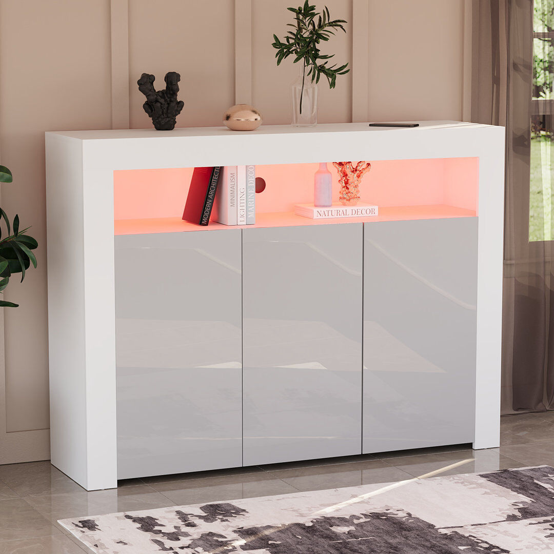 Latitude Run Muskoka 130 cm W Sideboard White/Grey 97cm H X 130cm W X 35cm D