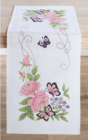 Stickläufer "Rosen & Schmetterling"