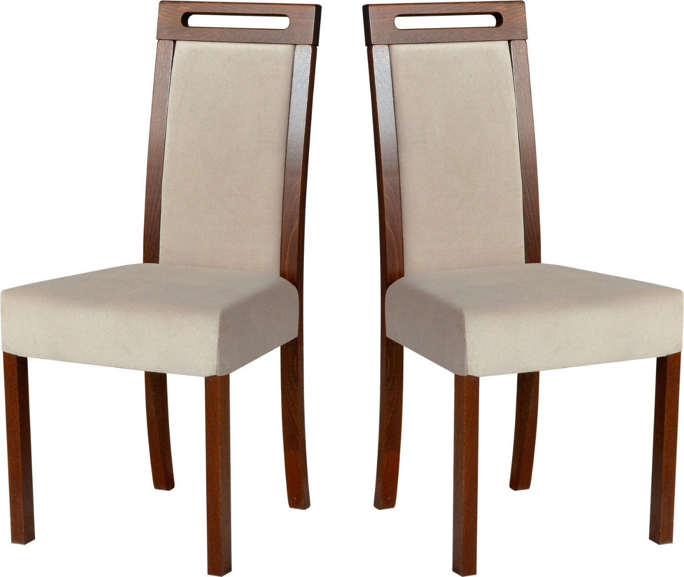 LeafDesign Eetkamerstoel ROMA 5, set van 2, massief eikenhout, notenhoutkleur