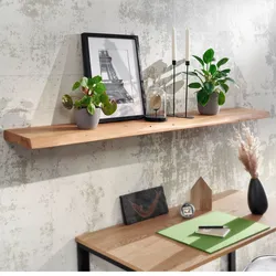 KADIMA DESIGN Rustikales Akazienholz Schweberegal mit Baumkante, 160cm, Landhausstil, Wandmontage